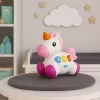 LEAN TOYS Juguete interactivo para niños pequeños unicornio sobre ruedas luz y sonido