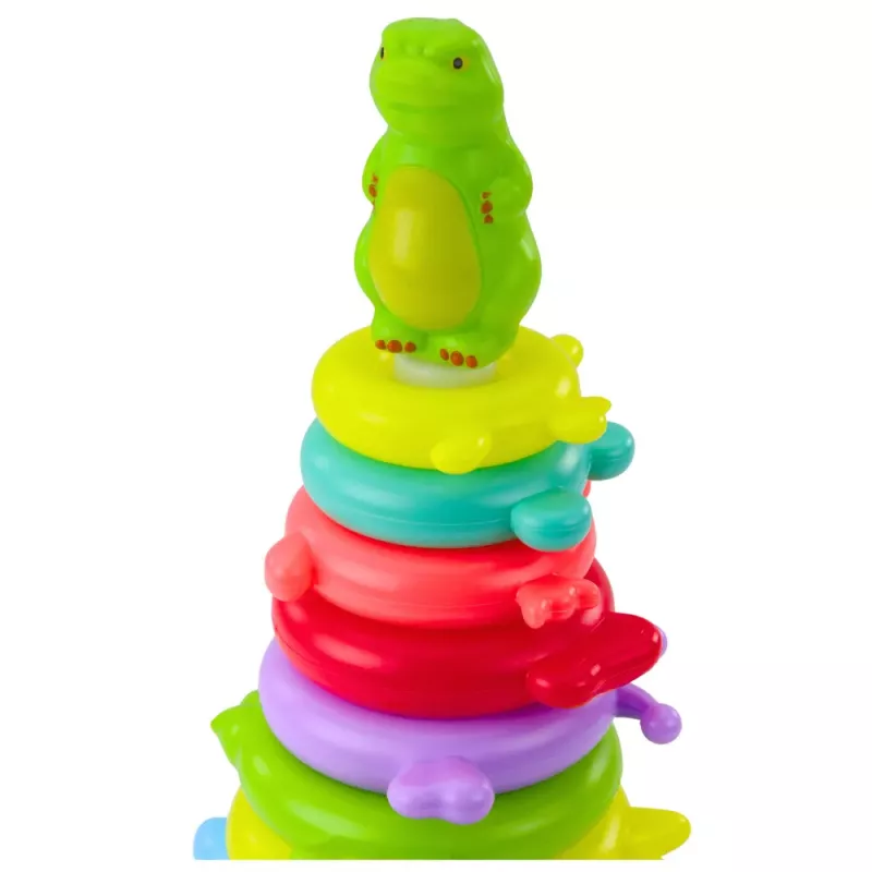LEAN TOYS Puzzle piramidal de aprendizaje figuras de dinosaurios pegatinas 12 niveles