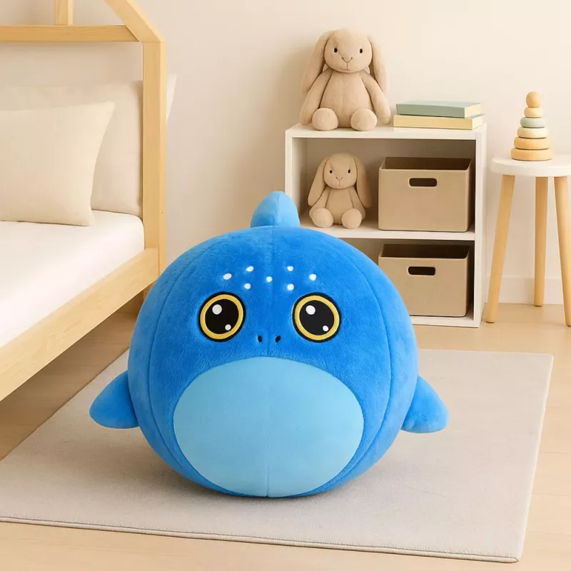 LEAN TOYS Pelota saltarina tiburón azul de peluche creciente bomba 50 cm