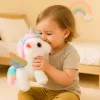LEAN TOYS Unicornio de peluche interactivo se mueve sonidos blanco 21 cm