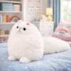 LEAN TOYS Peluche gato grande abrazable con cola larga esponjoso 30 x 30 cm