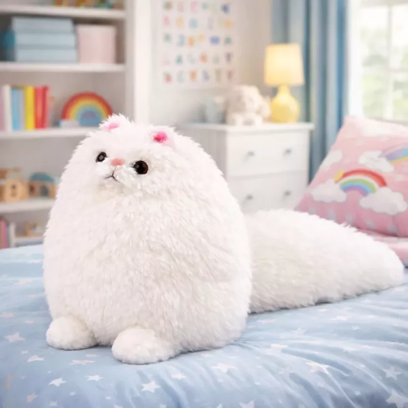LEAN TOYS Peluche gato grande abrazable con cola larga esponjoso 30 x 30 cm
