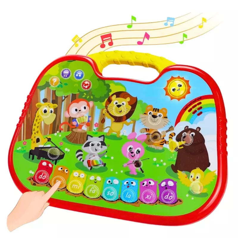 LEAN TOYS Tablero de aprendizaje interactivo mundo animal instrumentos piano