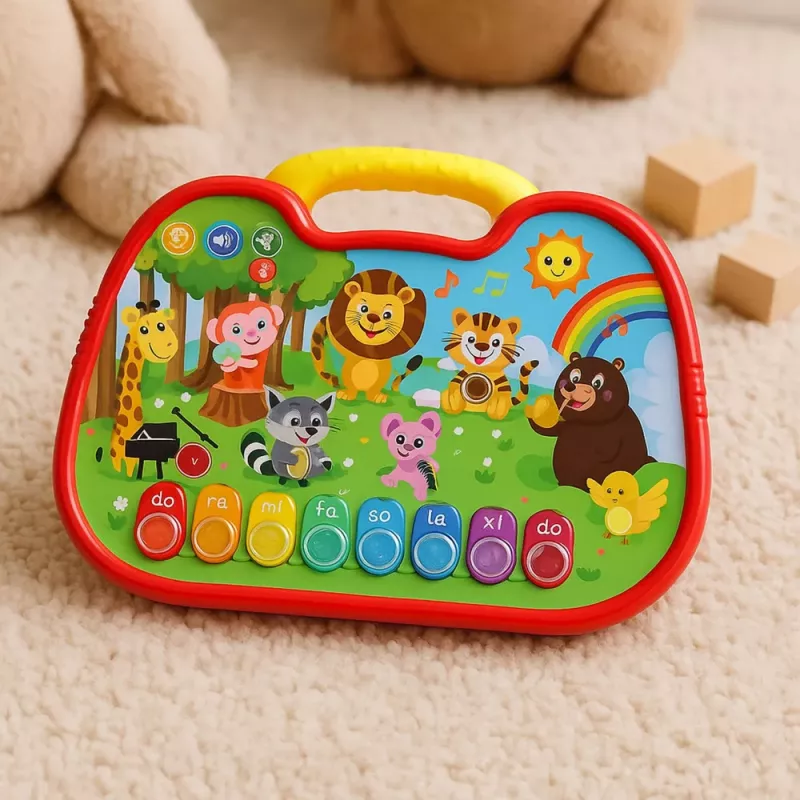 LEAN TOYS Tablero de aprendizaje interactivo mundo animal instrumentos piano