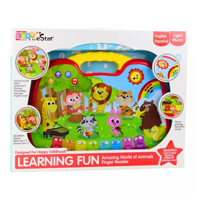 LEAN TOYS Tablero de aprendizaje interactivo mundo animal instrumentos piano