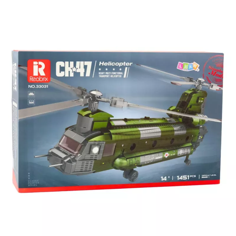 LEAN TOYS Set de bloques de construcción helicóptero militar CH-47 Chinook 1451 piezas