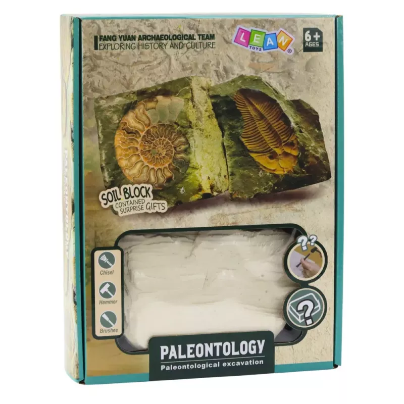 LEAN TOYS Set de excavación paleontológica bloque de yeso herramientas