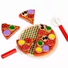LEAN TOYS Set de pizza de madera para cortar con rueda de velcro y tabla de cortar