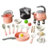 LEAN TOYS Set de cocina ollas utensilios de cocina comida rosa 32 piezas