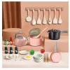 LEAN TOYS Set de cocina ollas utensilios de cocina comida rosa 32 piezas
