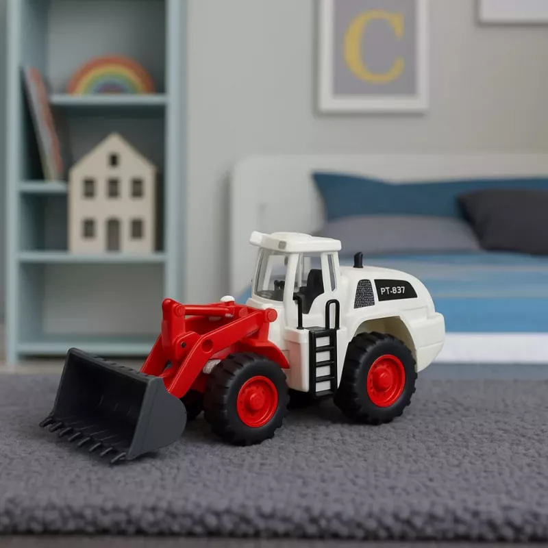 LEAN TOYS Vehículo de obra excavadora bulldozer cuchara de metal móvil luces sonidos