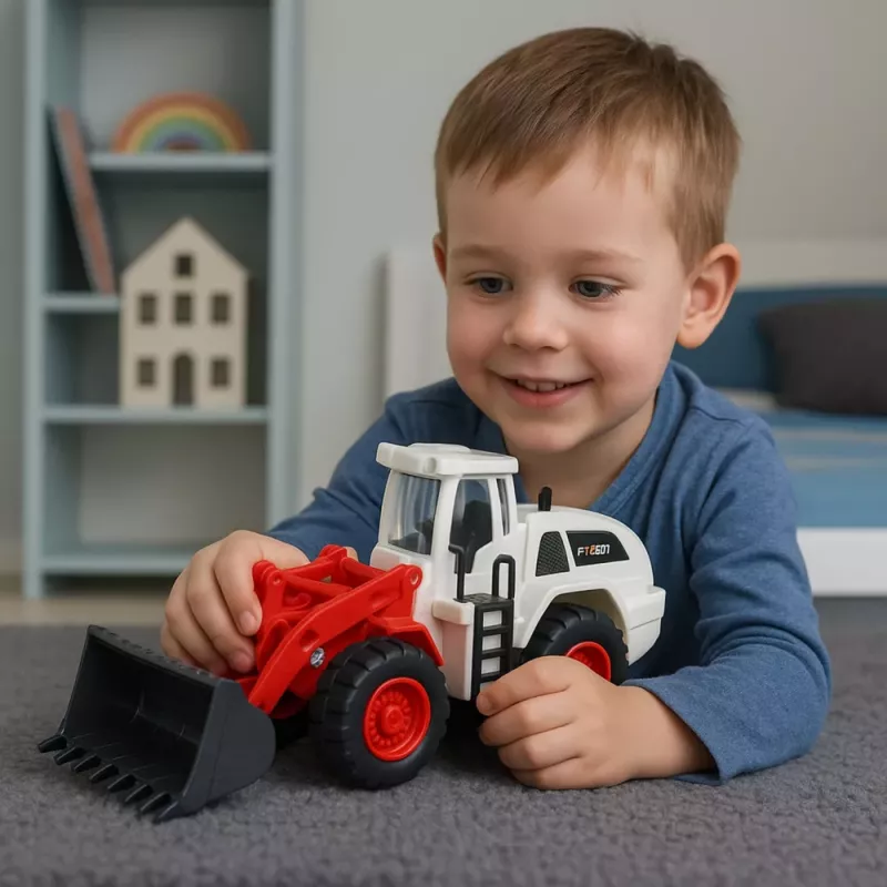 LEAN TOYS Vehículo de obra excavadora bulldozer cuchara de metal móvil luces sonidos