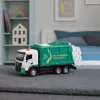 LEAN TOYS Camión de basura para niños, cabina de metal, contenedor, luces, sonidos, verde