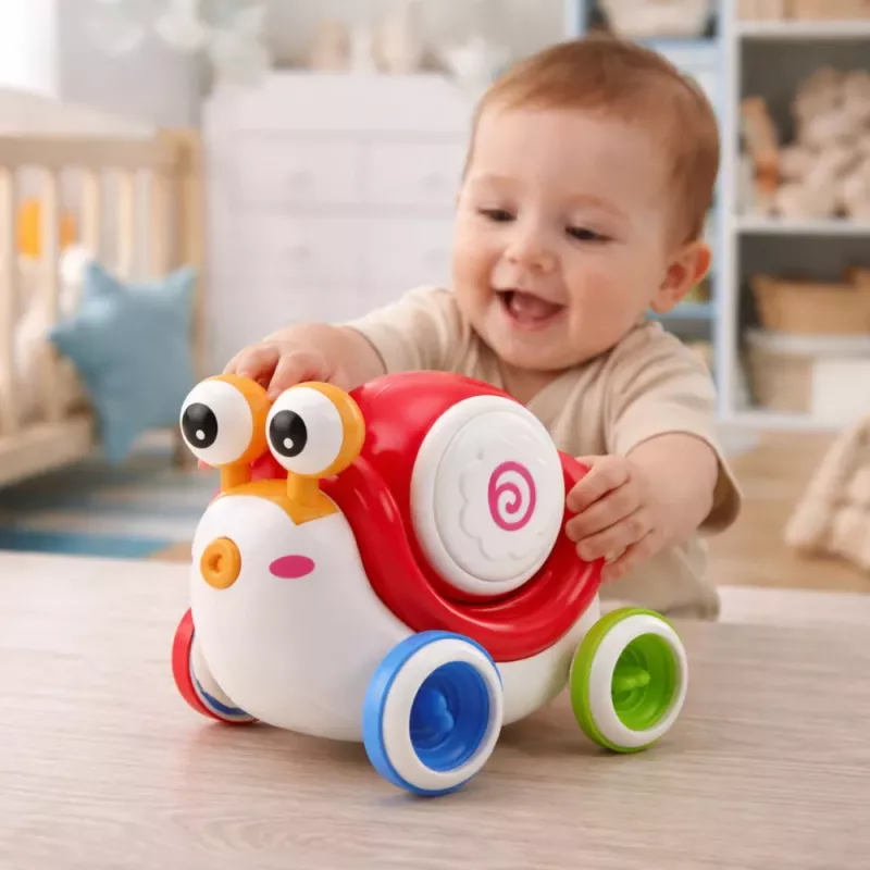 LEAN TOYS Tambor de caracol interactivo para montar, musical educativo, rojo