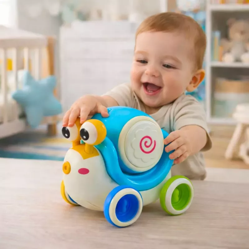 LEAN TOYS Tambor de caracol interactivo para montar, musical, educativo, azul