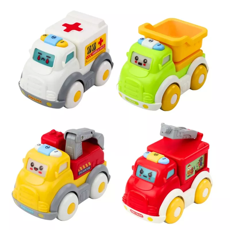 LEAN TOYS Set coches de ciudad para niños pequeños, propulsión, elementos móviles, luces, sonidos