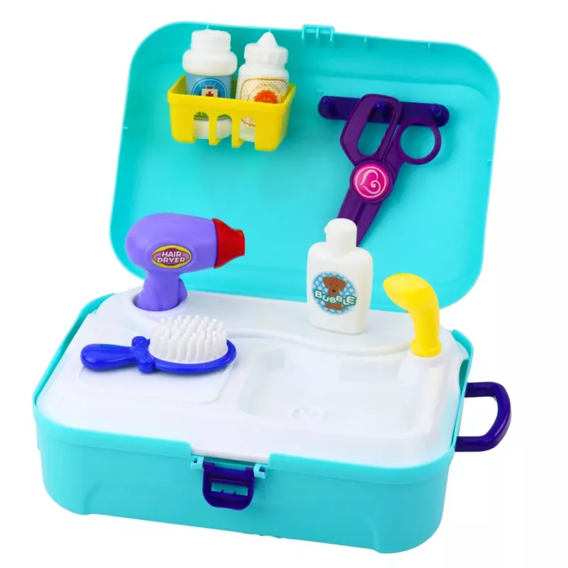 LEAN TOYS Set de belleza peluquería de mascotas maleta mochila 16 uds.