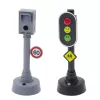 LEAN TOYS Set semáforos, radar, alfombra, vehículos de obra, luz y sonido
