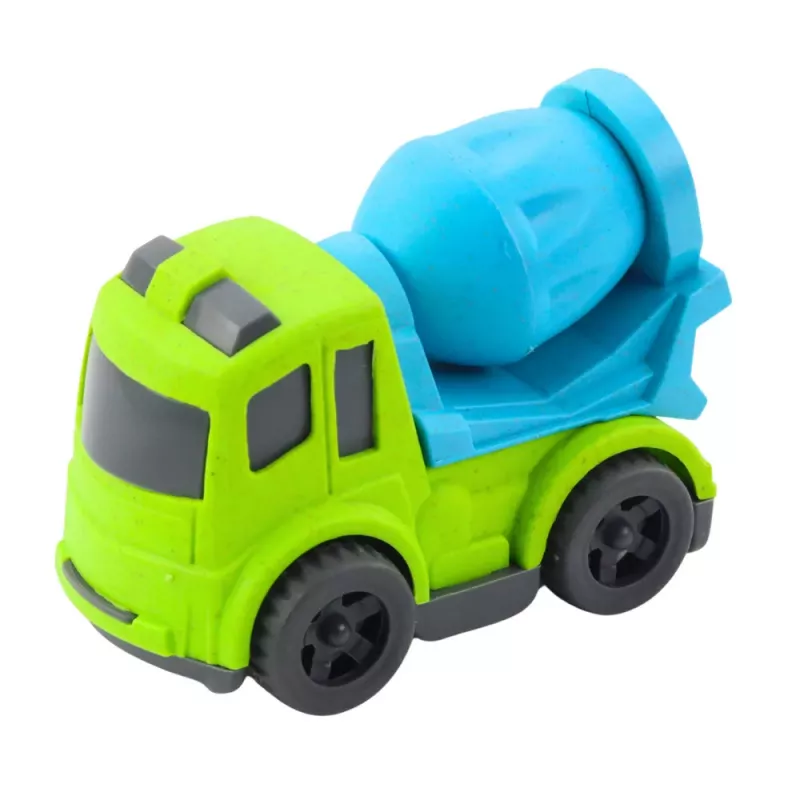 LEAN TOYS Set vehículos de obra: coches, hormigonera, camión con gancho, BIOPlastic