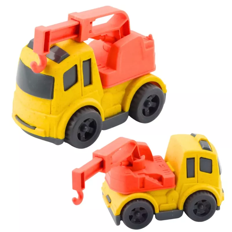 LEAN TOYS Set vehículos de obra: coches, hormigonera, camión con gancho, BIOPlastic