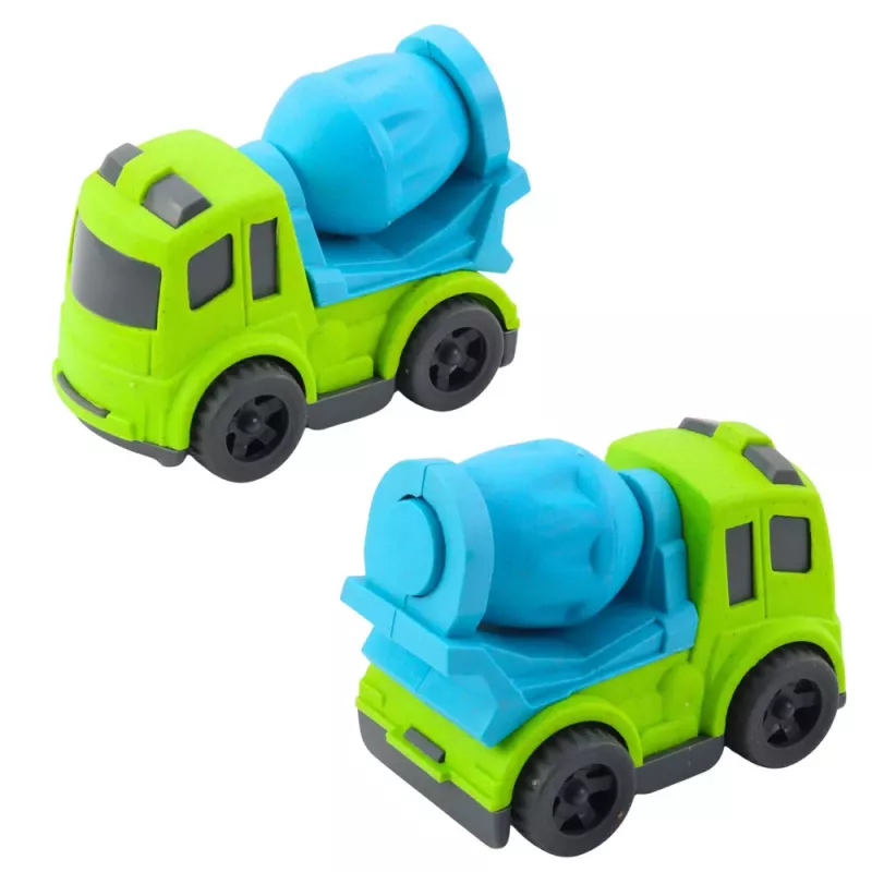 LEAN TOYS Set vehículos de obra: coches, hormigonera, camión con gancho, BIOPlastic