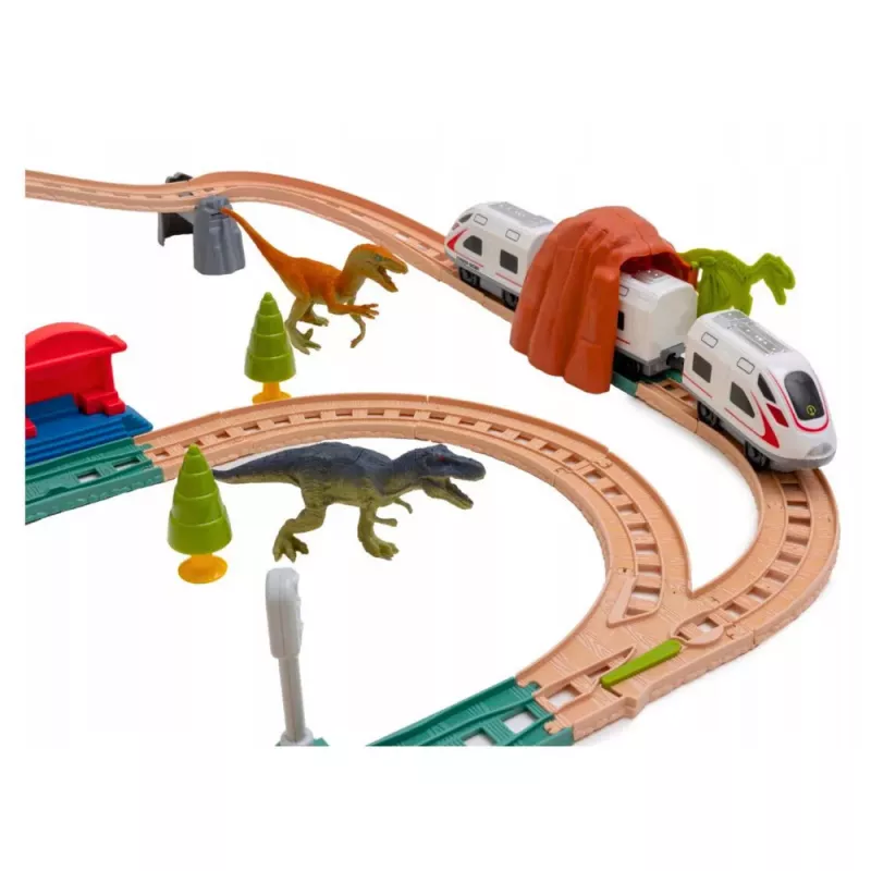 LEAN TOYS Parque de dinosaurios tren eléctrico con luces y sonidos 76 cm