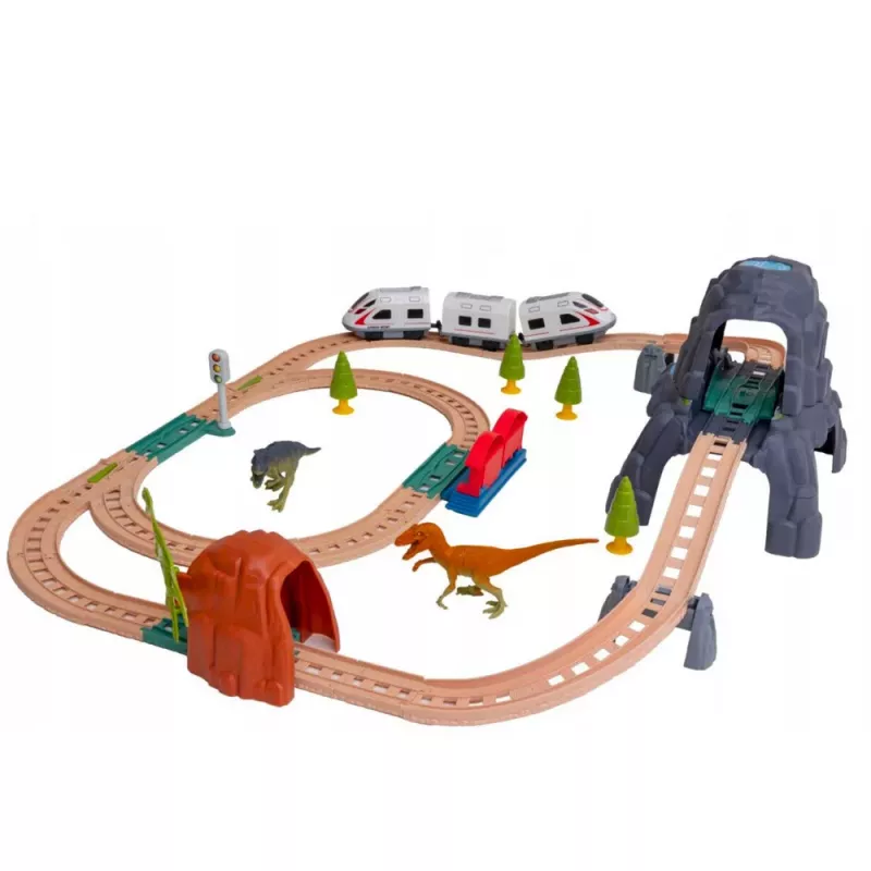 LEAN TOYS Parque de dinosaurios tren eléctrico con luces y sonidos 76 cm