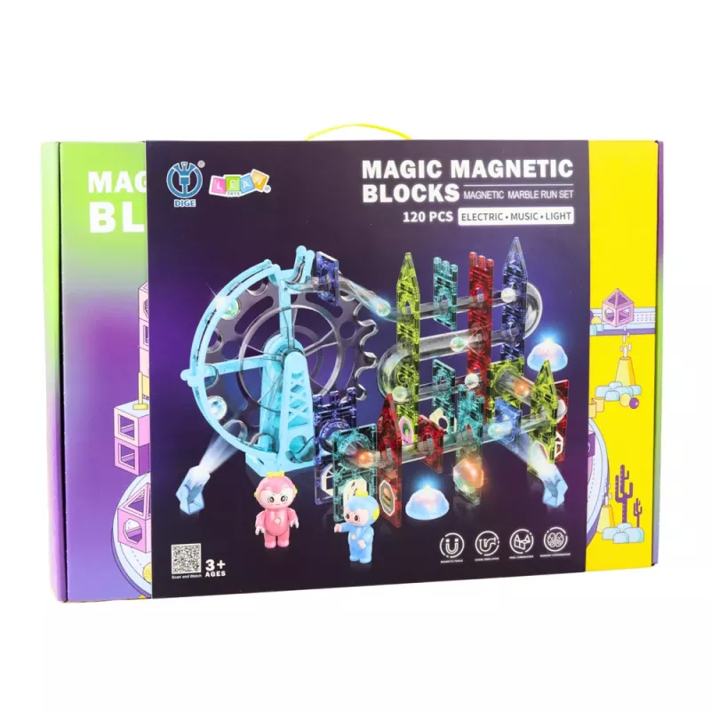 LEAN TOYS Bloques magnéticos espaciales pista de bolas personas luminosas 120 uds.