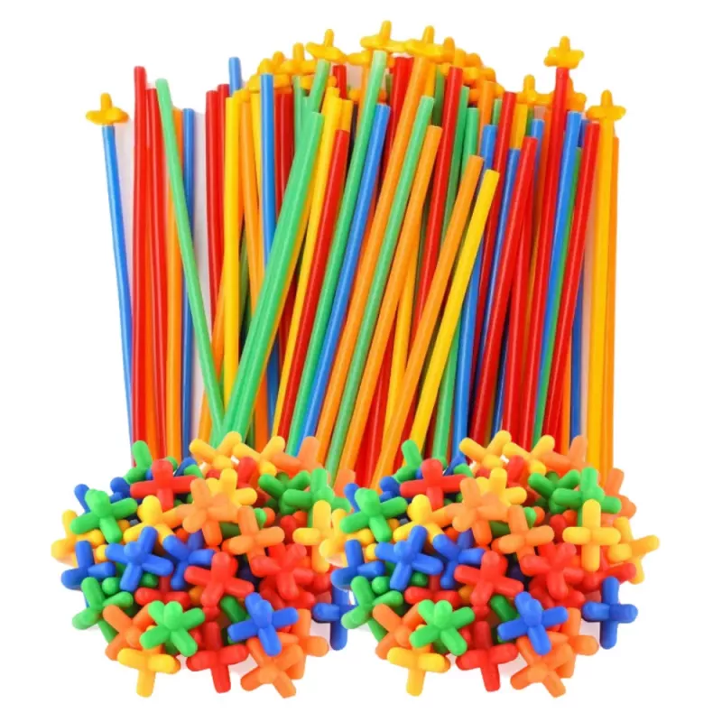 LEAN TOYS Pajitas 3D 4D bloques de construcción en caja, multicolor, 1000 uds.