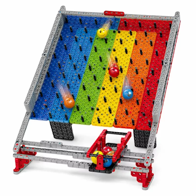 LEAN TOYS Bloques tablero arcoíris pista de bolas tobogán juego de atrapar bolas 477 uds.