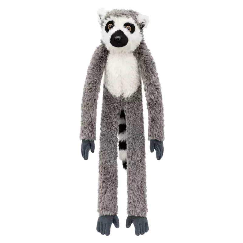 LEAN TOYS Peluche lémur mascota con velcro para colgar gris 35cm
