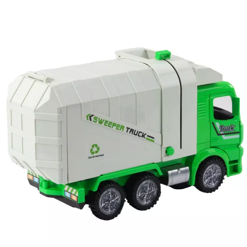 LEAN TOYS Camión de basura City luces sonidos verde