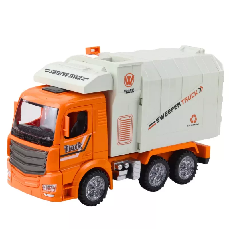 LEAN TOYS Camión de basura City luces sonidos naranja