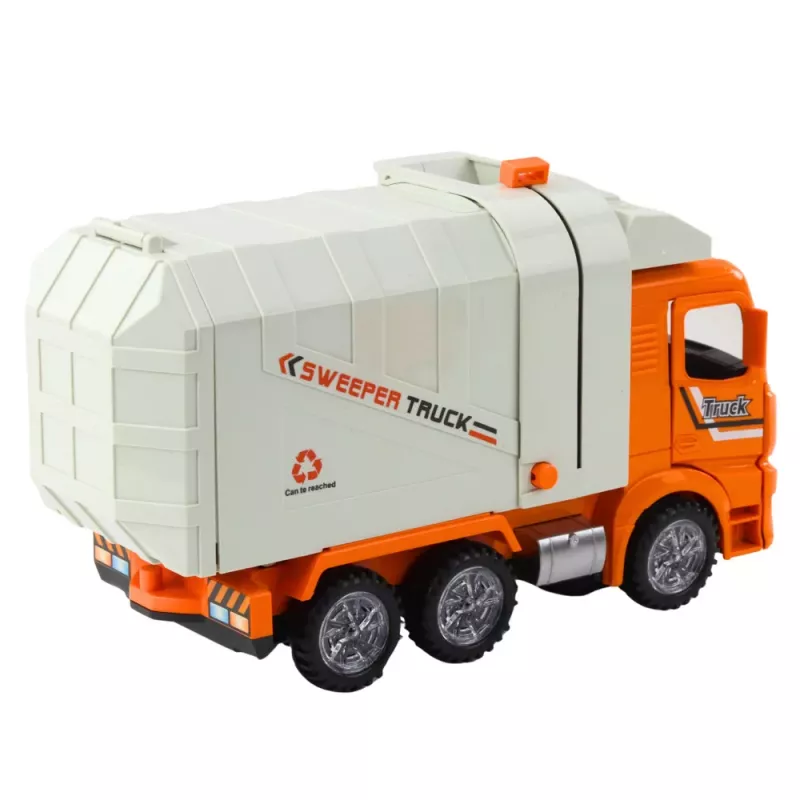 LEAN TOYS Camión de basura City luces sonidos naranja