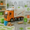 LEAN TOYS Camión de basura City luces sonidos naranja
