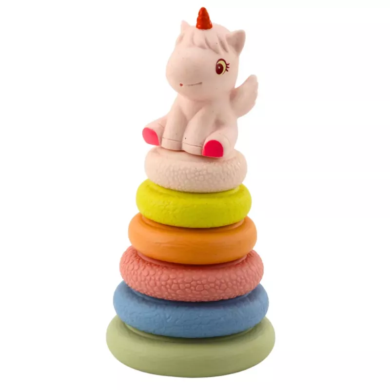 LEAN TOYS Pirámide sensorial suave unicornio goma ECO multicolor