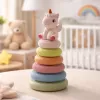 LEAN TOYS Pirámide sensorial suave unicornio goma ECO multicolor