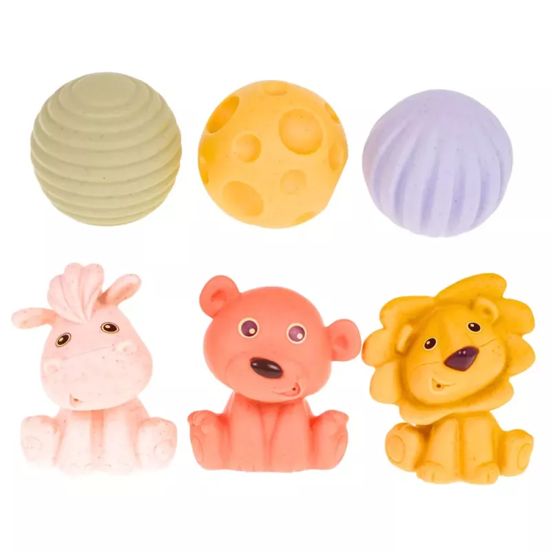 LEAN TOYS Set bloques sensoriales educativos suaves ECO goma animales 18 uds.