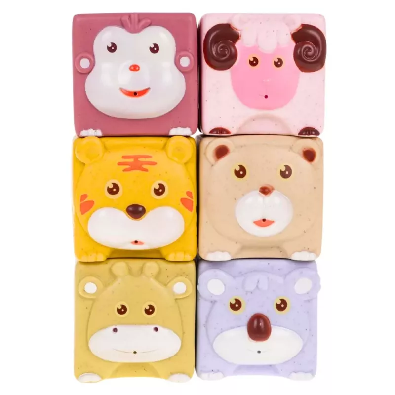 LEAN TOYS Set bloques sensoriales educativos suaves ECO goma animales 18 uds.