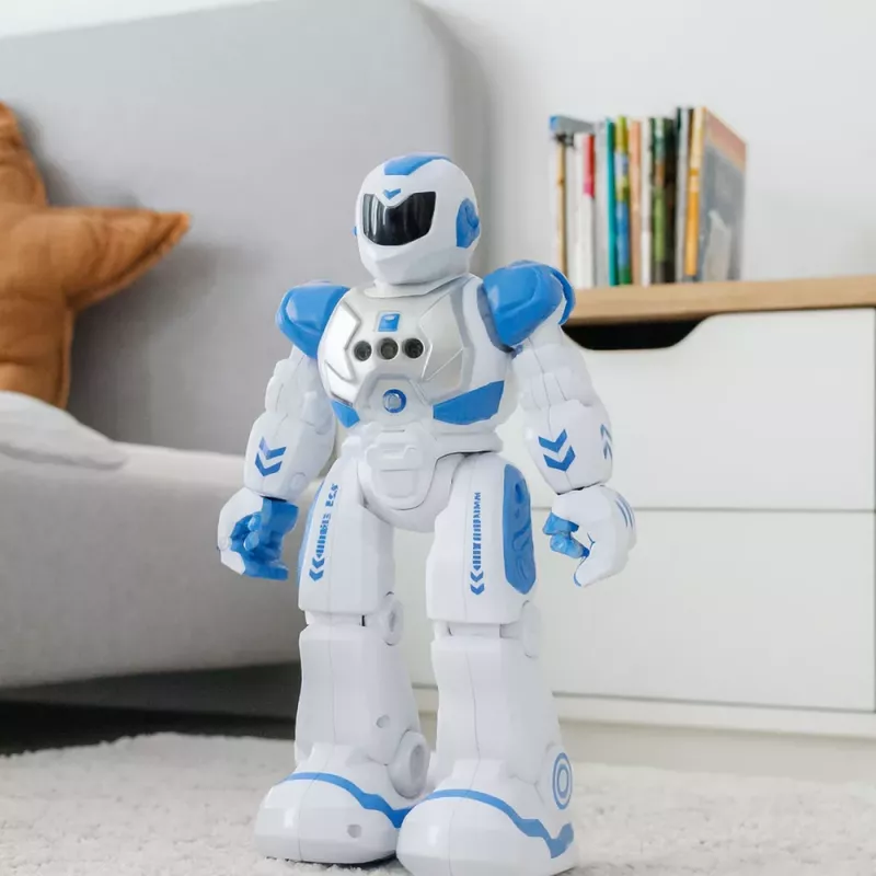 LEAN TOYS Robot educativo con mando a distancia RC habla baila luces sonidos azul
