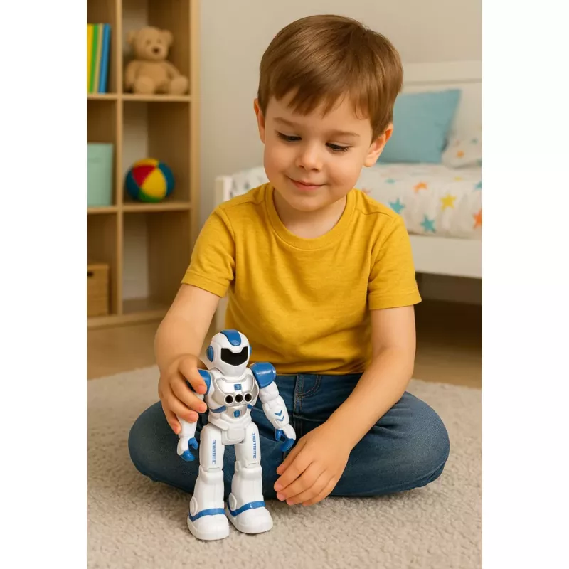 LEAN TOYS Robot educativo con mando a distancia RC habla baila luces sonidos azul