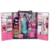 LEAN TOYS Set armario rosa para muñecas, vestidos, zapatos, accesorios