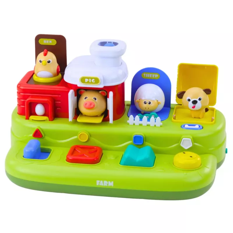 LEAN TOYS Juguete educativo interactivo para niños pequeños - Animales de granja pop-up