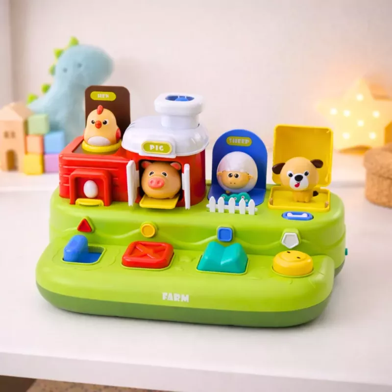LEAN TOYS Juguete educativo interactivo para niños pequeños - Animales de granja pop-up