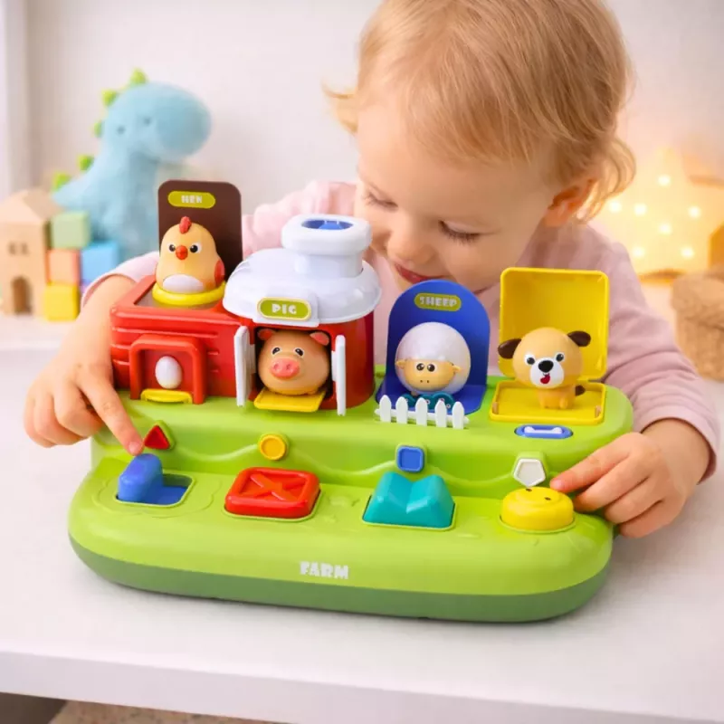 LEAN TOYS Juguete educativo interactivo para niños pequeños - Animales de granja pop-up