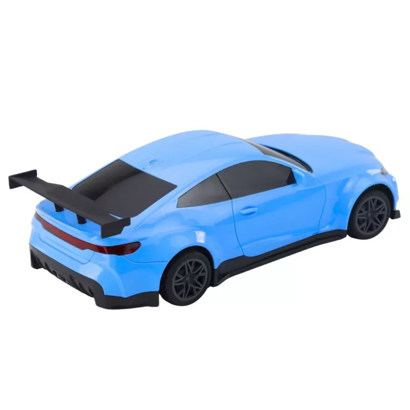 LEAN TOYS Coche deportivo eléctrico con control remoto y estación de carga azul