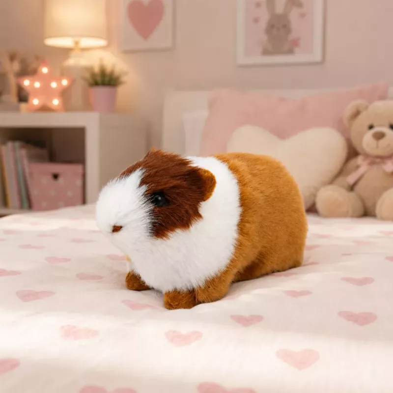 LEAN TOYS Cobaya peluche realista con pelo suave marrón 12 cm