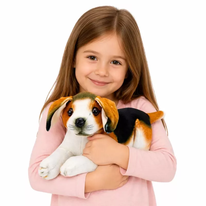 LEAN TOYS Peluche perro beagle, mascota, perro suave, 25 cm