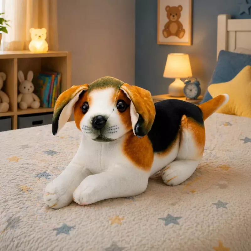 LEAN TOYS Peluche perro beagle, mascota, perro suave, 25 cm