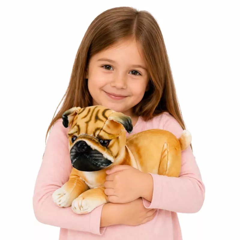 LEAN TOYS Peluche perro carlino mascota perro suave 25 cm